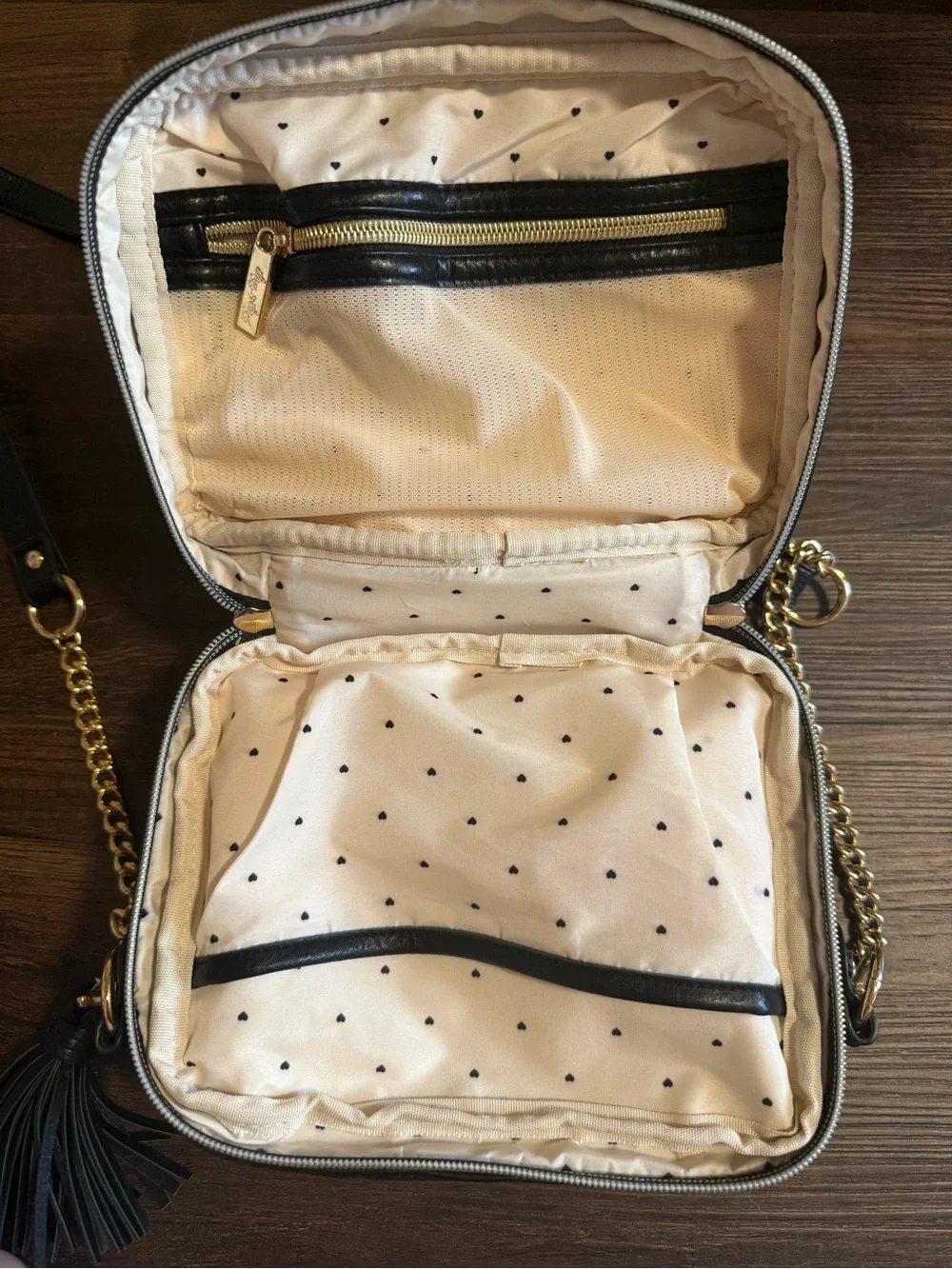 Itzy Ritzy Black Studded Crossbody with Gold Chain & Tassel